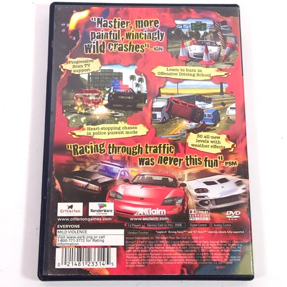 Burnout 2: Point of Impact PS2 Complete CIB 2002 Racing Game w/ Reg Card USED - Picture 2 of 3